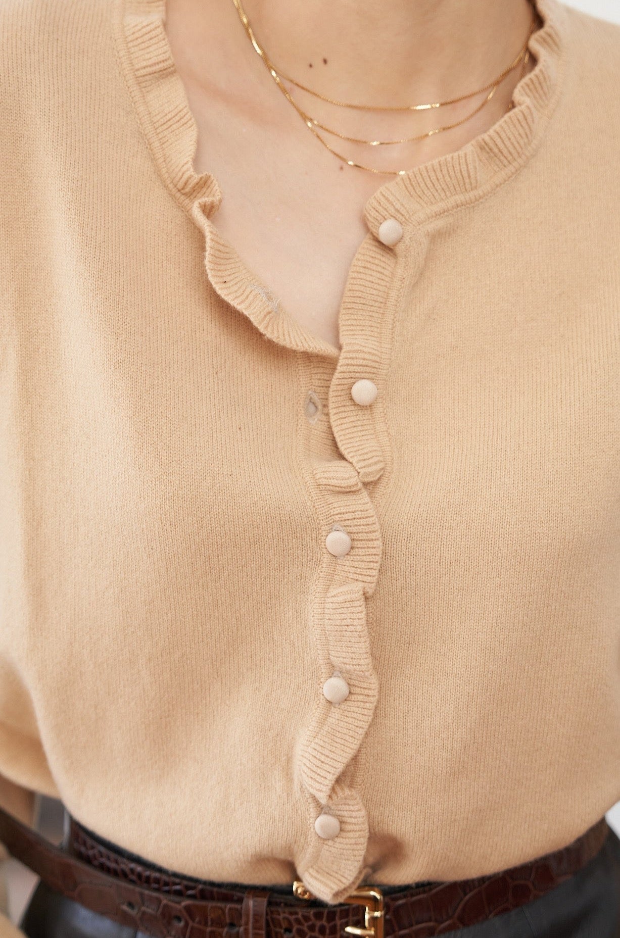 Vintage Ruffle Button Down Sweater