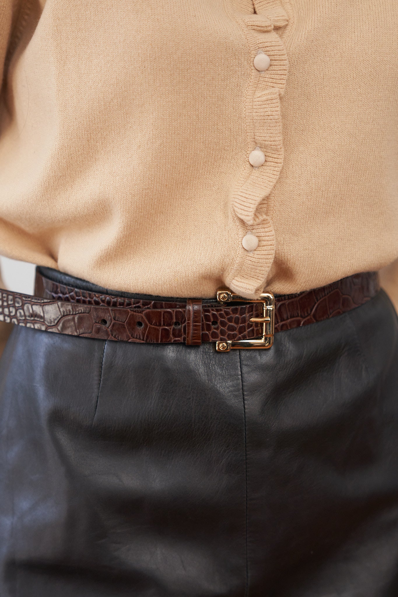 Vintage Chocolate Brown Leather Belt