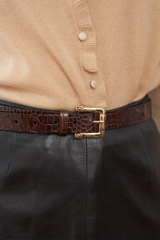 Vintage Chocolate Brown Leather Belt