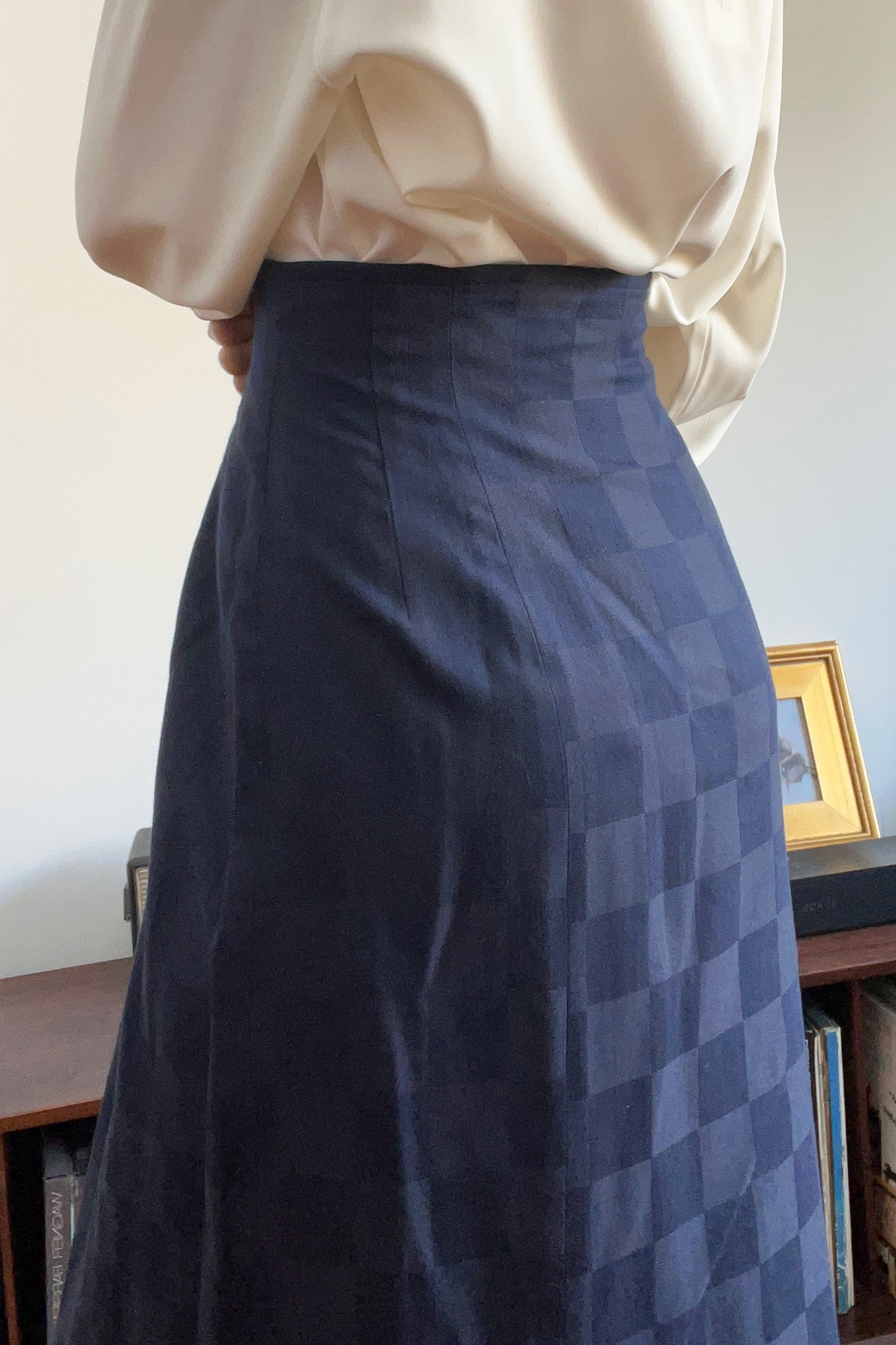 Vintage Blue Checkered Skirt