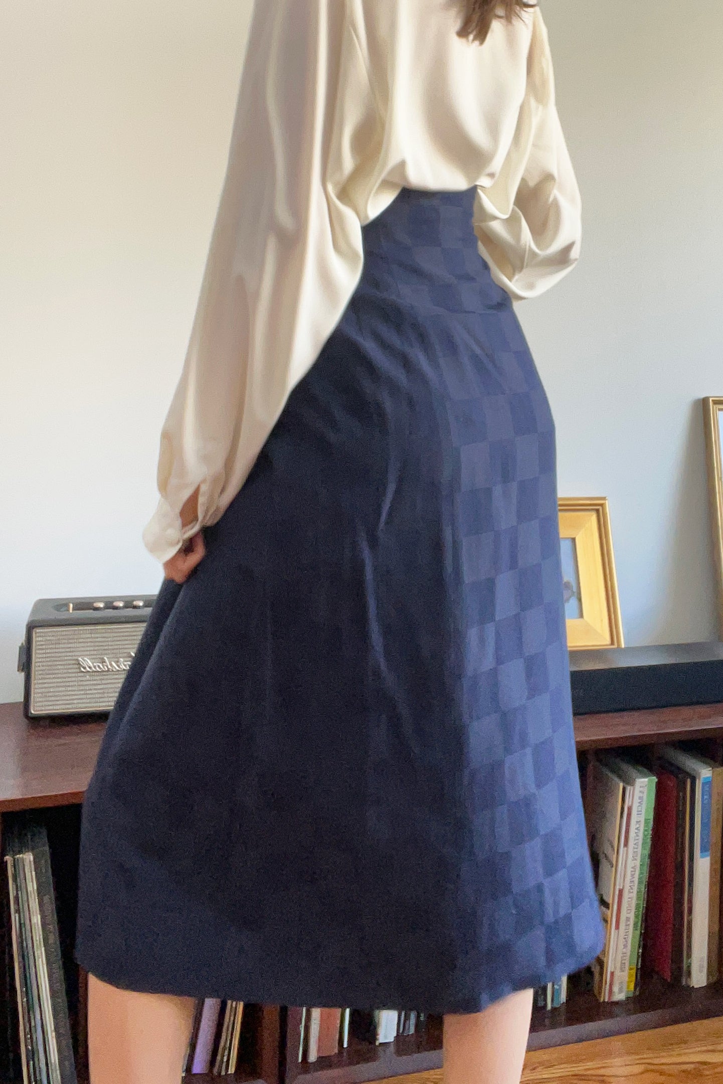 Vintage Blue Checkered Skirt