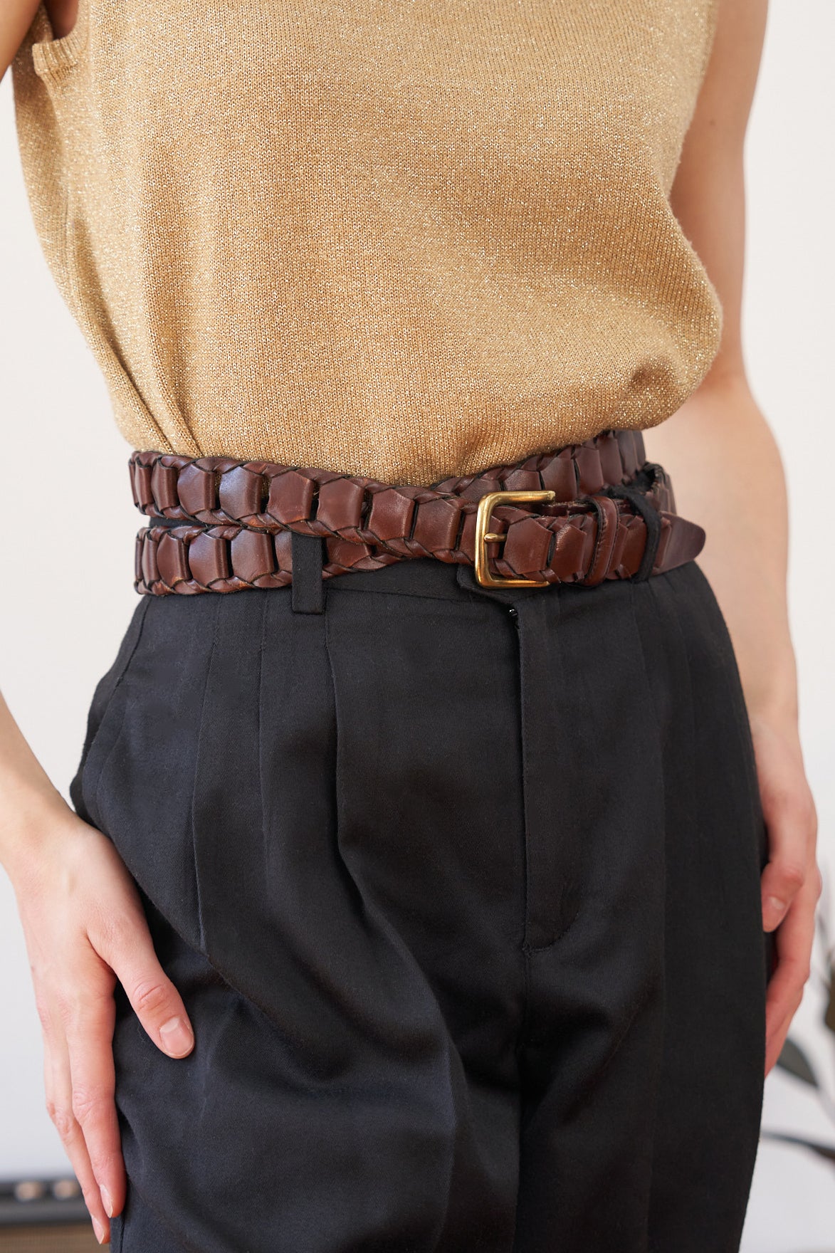 Vintage Leather Braided Belt