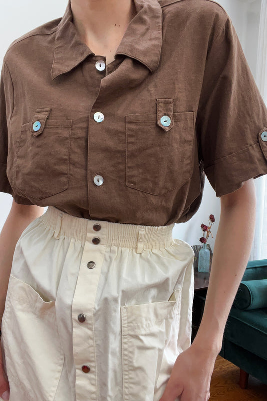 1980's Linen Cargo Style Top